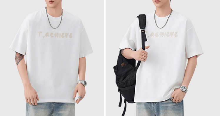 日系毛巾編織文字刺繡 純棉短袖 T-Shirt [SBT-1557]