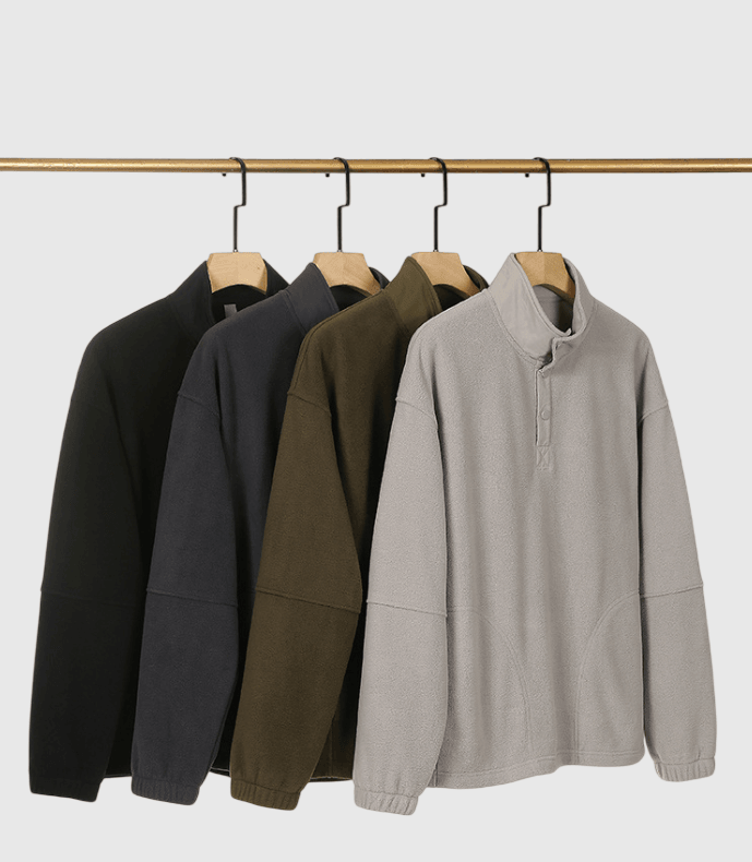 日系基礎重磅 300g 絨毛粒 鈕扣半領衛衣 [SBH-1342]