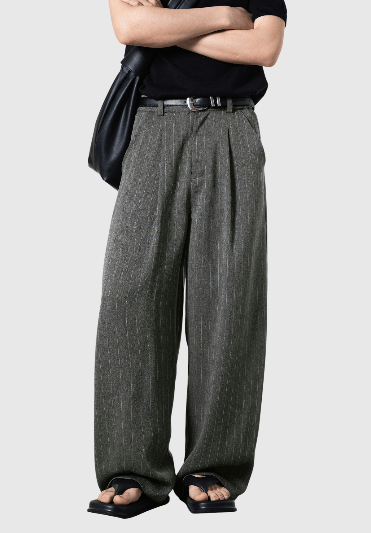 垂直條紋色織工藝設計 垂感透氣闊腳西裝長褲 [SBP-1204]