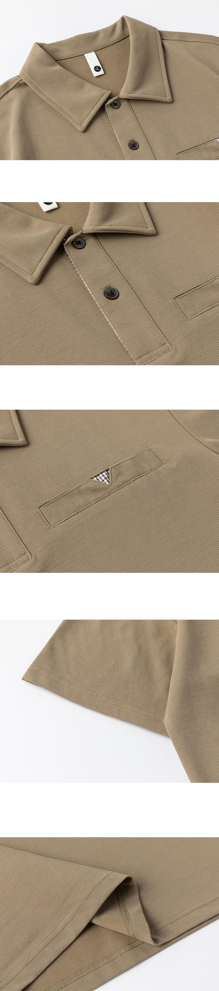 日系紋理撞色縫紉設計 透氣短袖 POLO T-Shirt [SBT-1582]