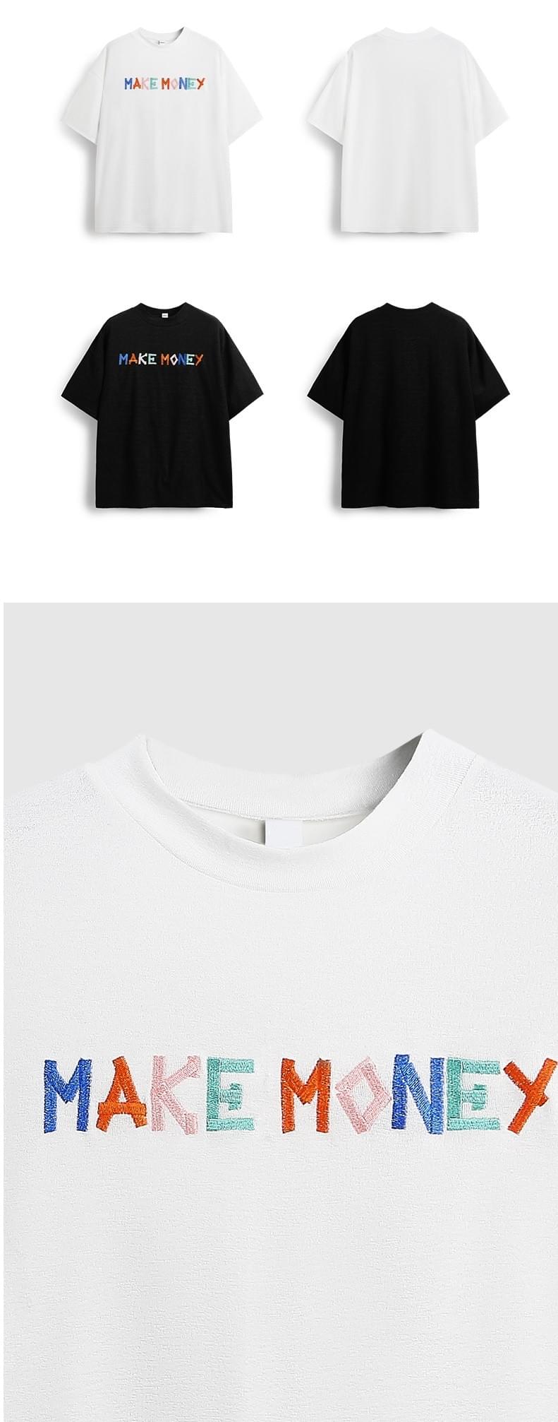 中身彩色文字設計刺繡 短袖T-Shirt [CBT-1060]