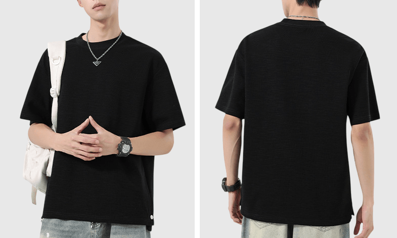 日系基礎鈕扣末端分叉設計 天竺棉短袖 T-Shirt [SBT-1520]