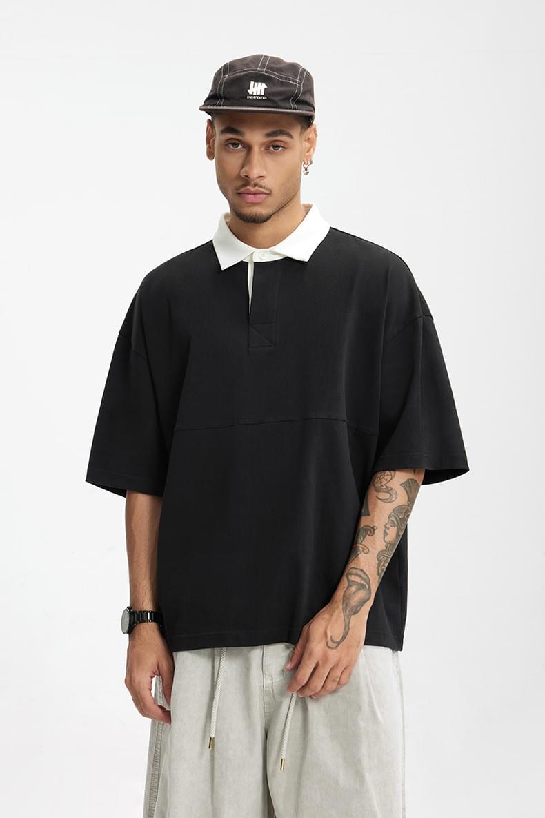 基礎領口撞色設計 純棉短袖 POLO T-Shirt [CBT-1274]