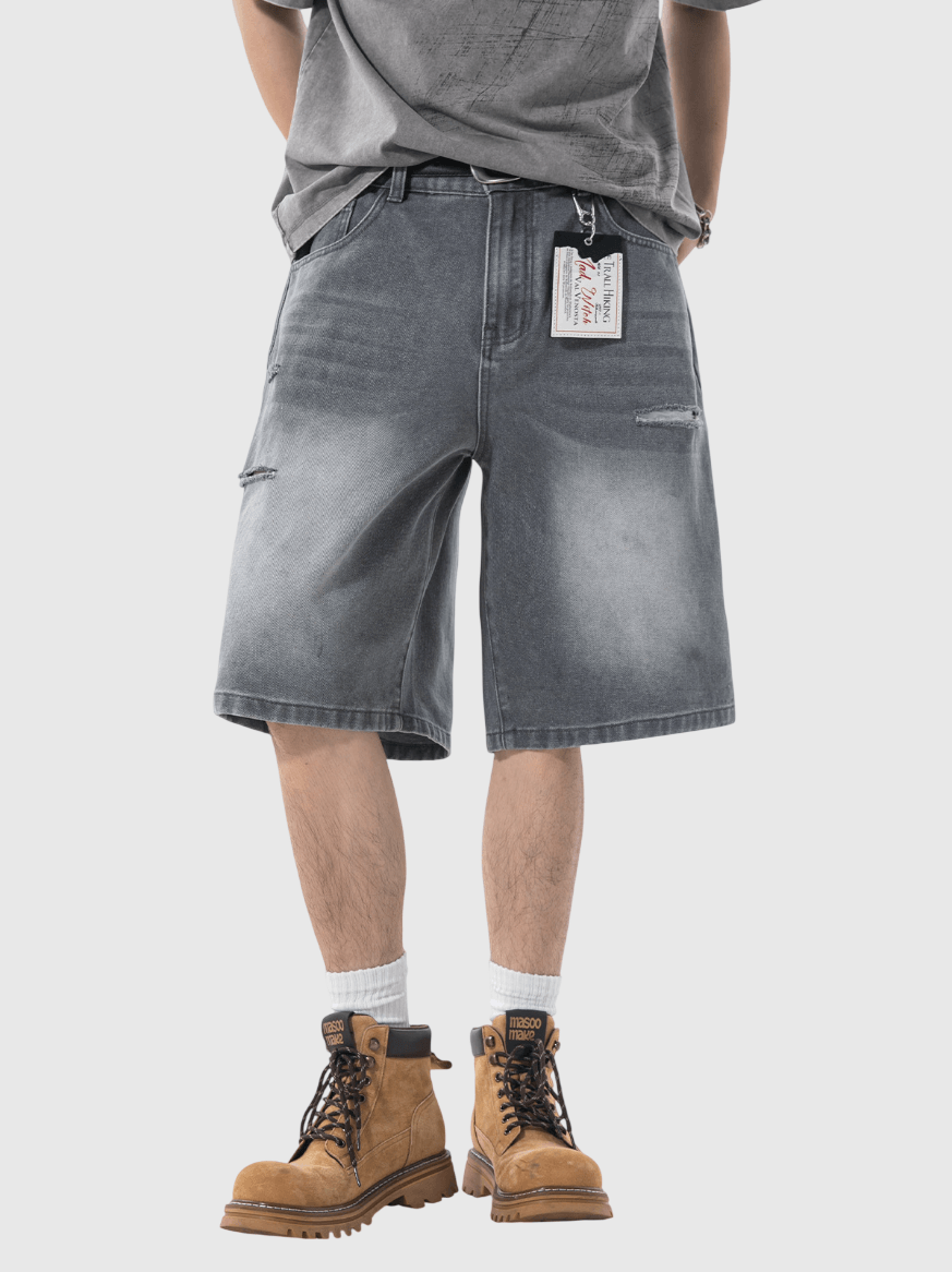 復古刀割破洞工藝設計 牛仔短褲 [SBST-1161]