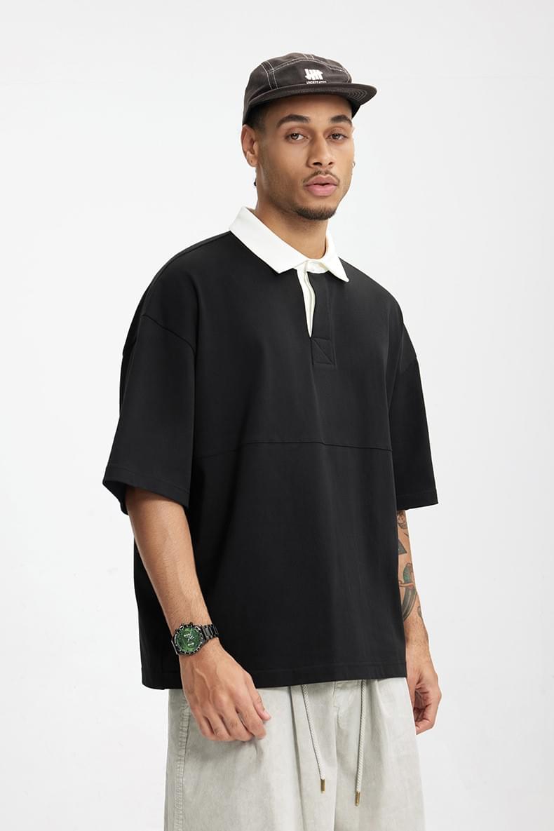 基礎領口撞色設計 純棉短袖 POLO T-Shirt [CBT-1274]