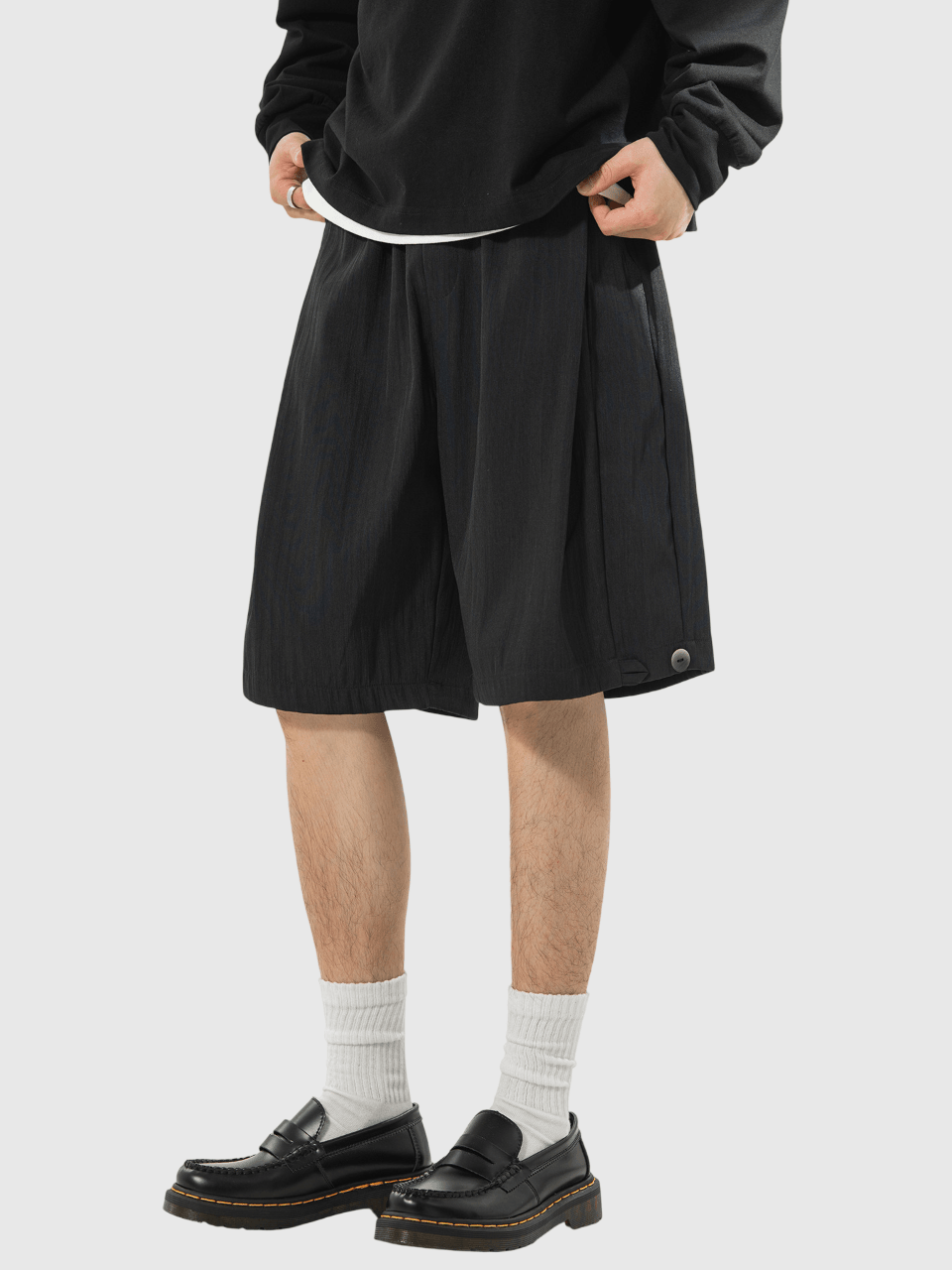 日系立體層次分割折疊 透氣垂感短褲 [SBST-1155]