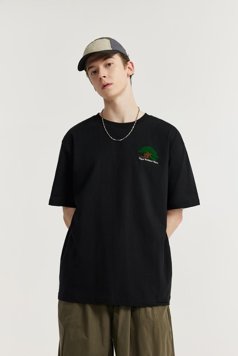 細松樹圖案刺繡 純棉短袖T-Shirt [CBT-1059]