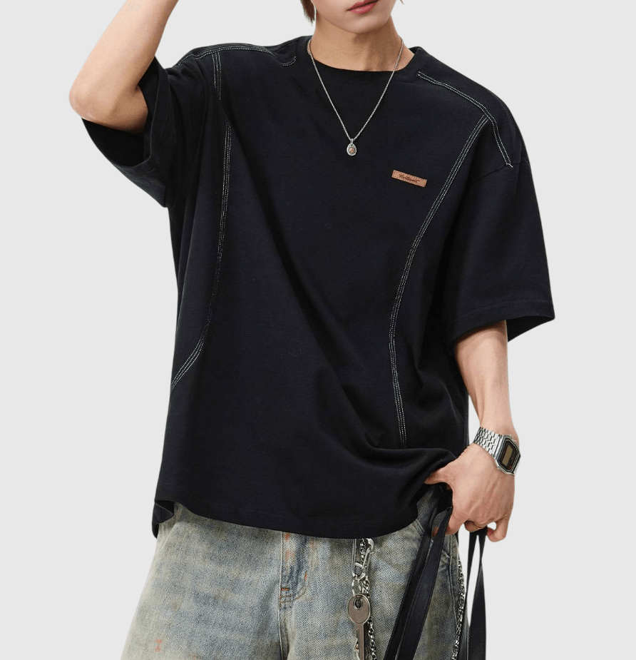 立體分割撞色縫線設計 純棉短袖 T-Shirt [SBT-1478]