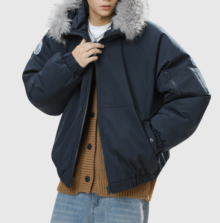 可拆式毛領領口設計 夾棉長袖外套 [SBO-1487]