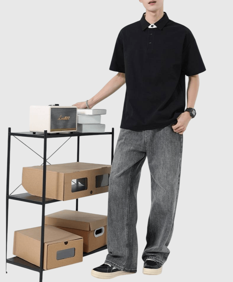 日系領口小撞色設計 短袖 POLO T-Shirt [SBT-1489]