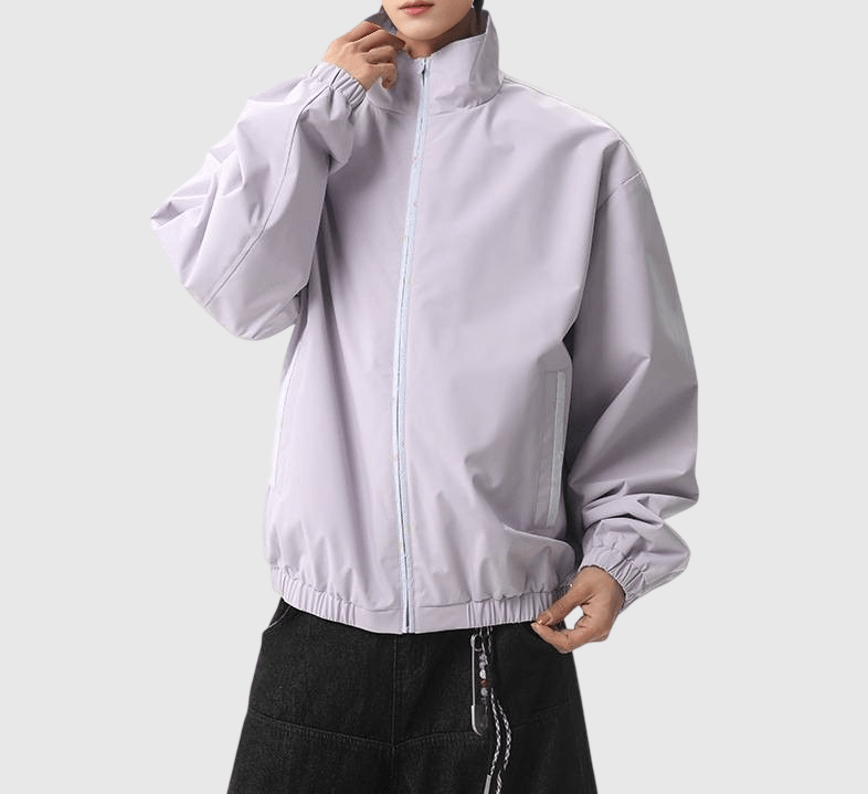 日系彩色細縫線內層撞色拼接 長袖風褸外套 [SBO-1504]