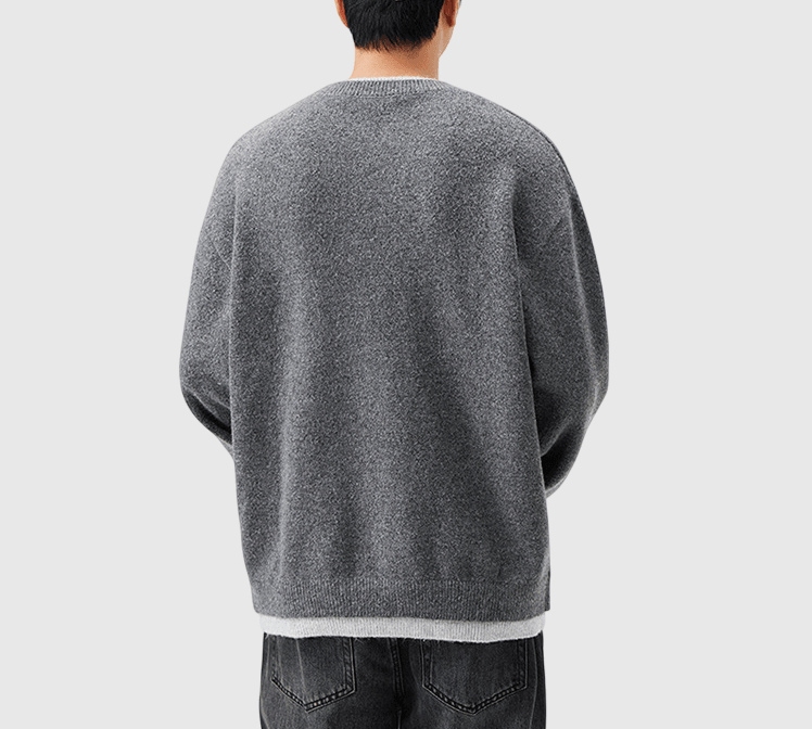 日系假兩件式混紡絨毛編織 針織毛衣 [SBK-1135]