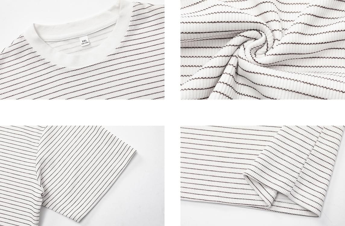 日系基礎橫間條紋 透氣短袖 T-Shirt [SBT-1521]