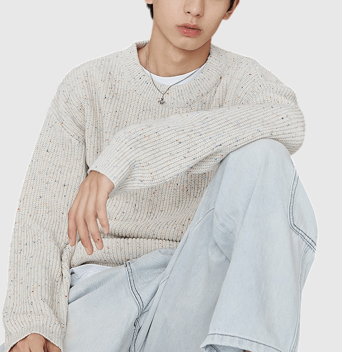 日系彩點紗 圓領針織毛衣 [SBK-1055]