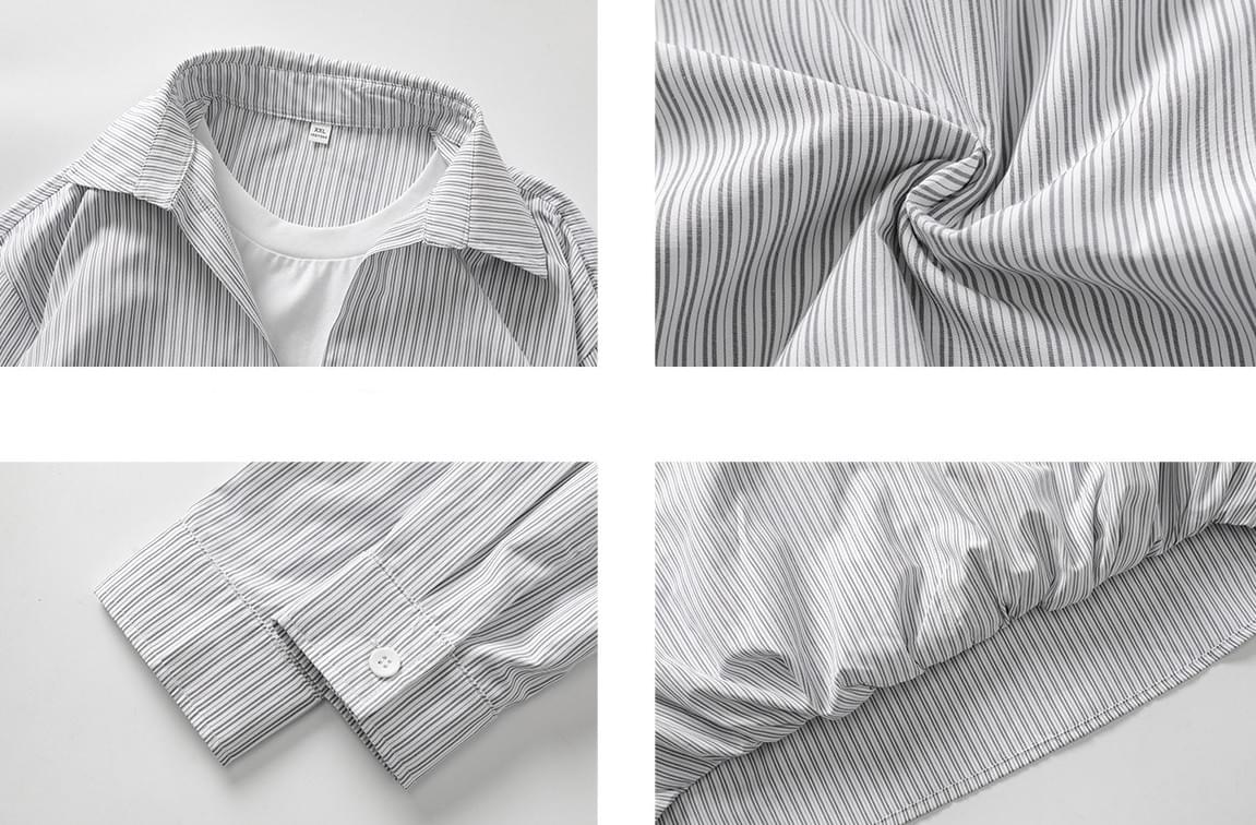 日系假兩件式 深 V 領透氣長袖恤衫 [SBS-1373]