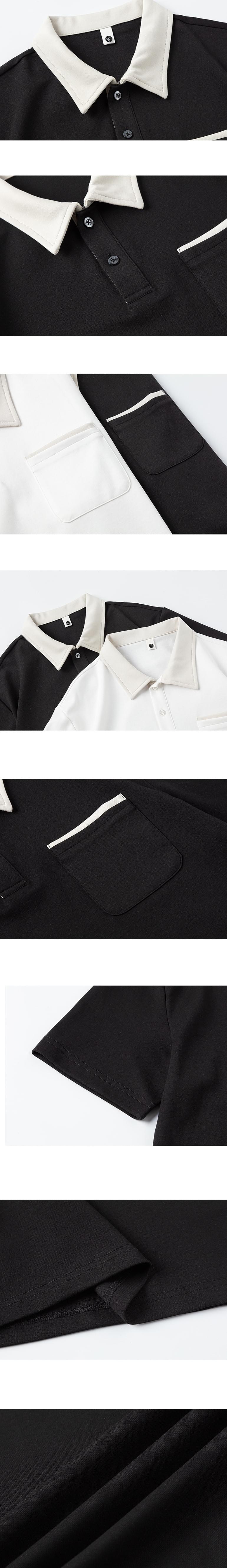 日系領口前袋撞色設計 短袖 POLO T-Shirt [SBT-1540]