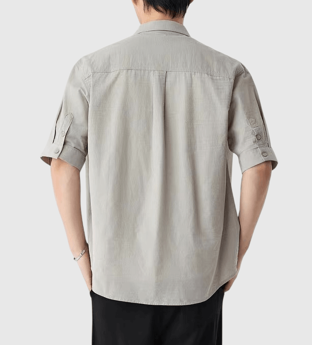 日系基礎前袋細標籤縫紉設計 透氣短袖恤衫 [SBS-1406]