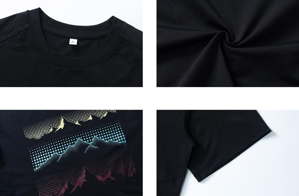戶外層次色系山峰圖案印燙 涼感透氣短袖 T-Shirt [SBT-1554]