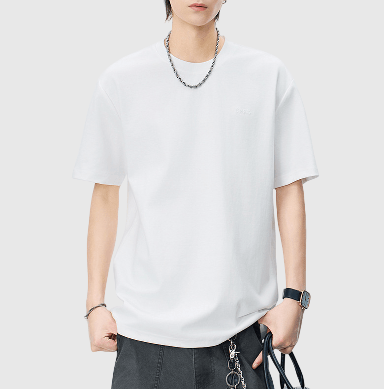 日系背部同色系文字刺繡 短袖 T-Shirt [SBT-1543]