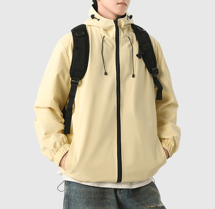 內層撞色設計 長袖連帽風褸外套 [CBJ-1072]