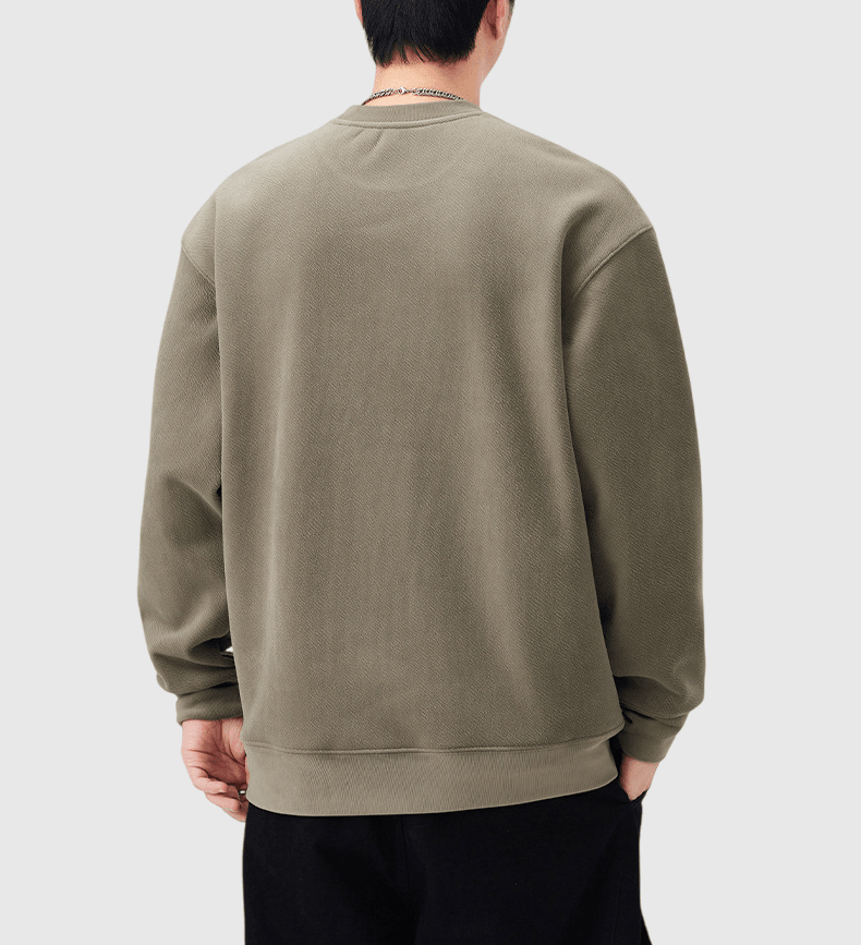 細鯊魚文字圖案刺繡設計 圓領長袖衛衣 [SBH-1328]