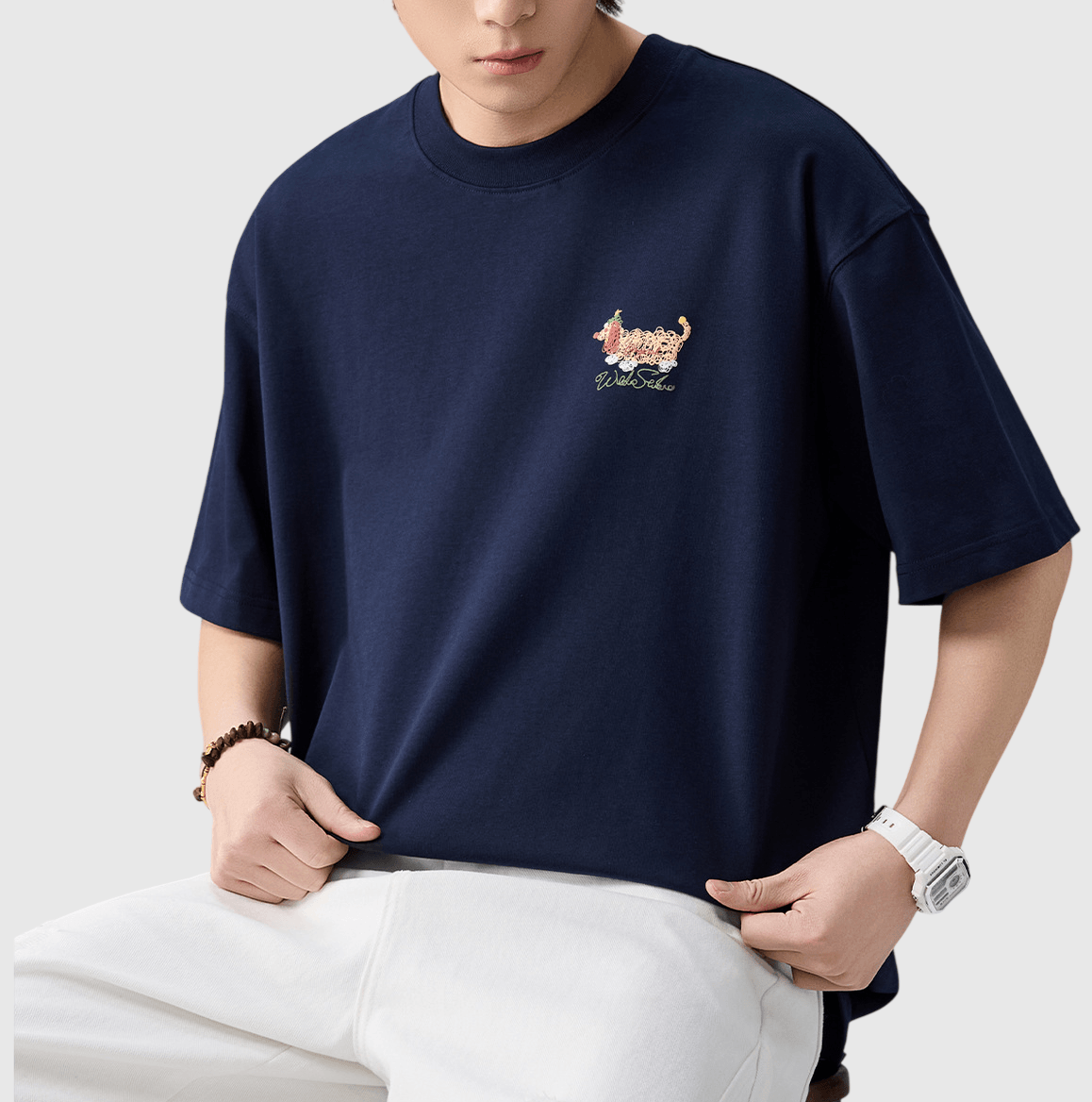 日系亂線狗仔圖案立體印燙設計 純棉短袖 T-Shirt [SBT-1558]