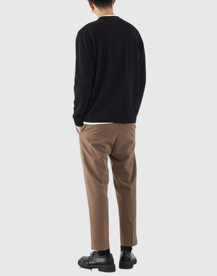 基礎文青色系 V 領開胸 針織棉外套 [SBO-1183]