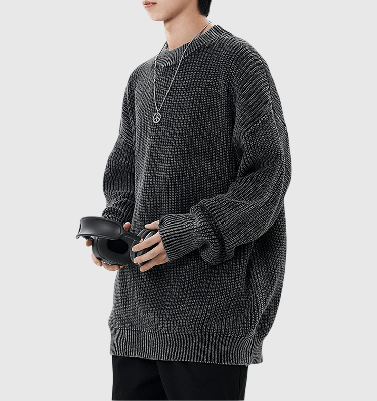 輕水洗立體紋理織布設計 純棉圓領針織冷衫 [CBK-1037]