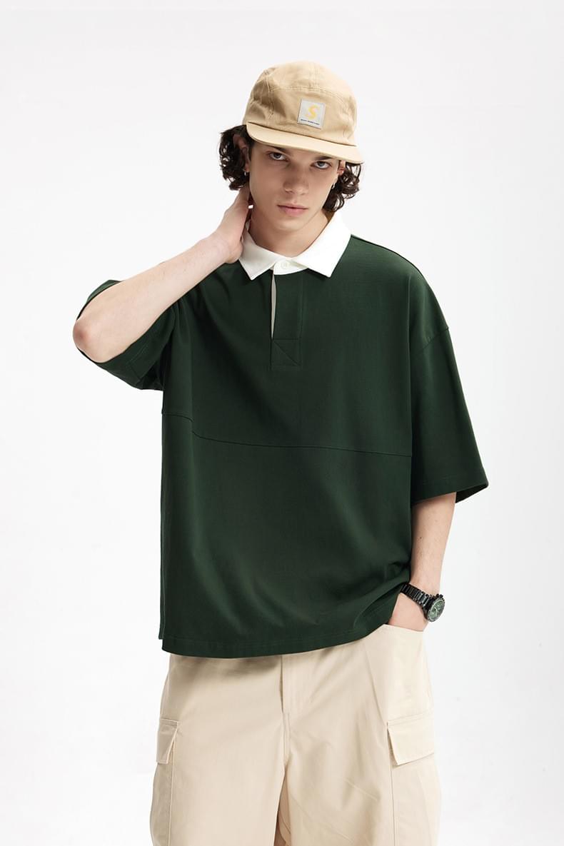 基礎領口撞色設計 純棉短袖 POLO T-Shirt [CBT-1274]