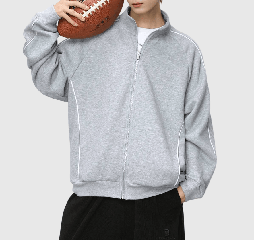 日系肩膊縫紉線條撞色拼接設計 長袖衛衣外套 [SBO-1496]