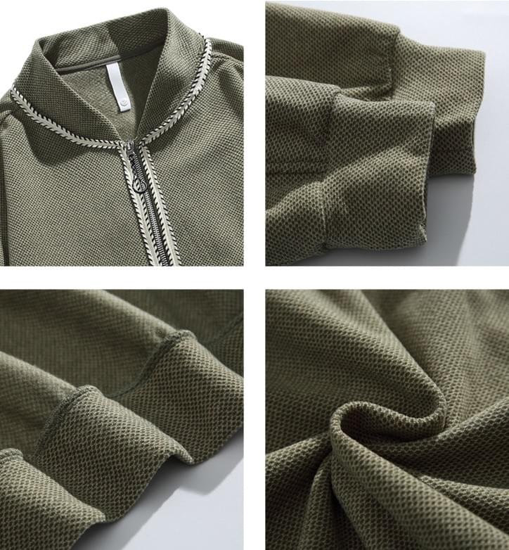 日系色系縫線包邊紋理編織 長袖外套 [SBO-1502]