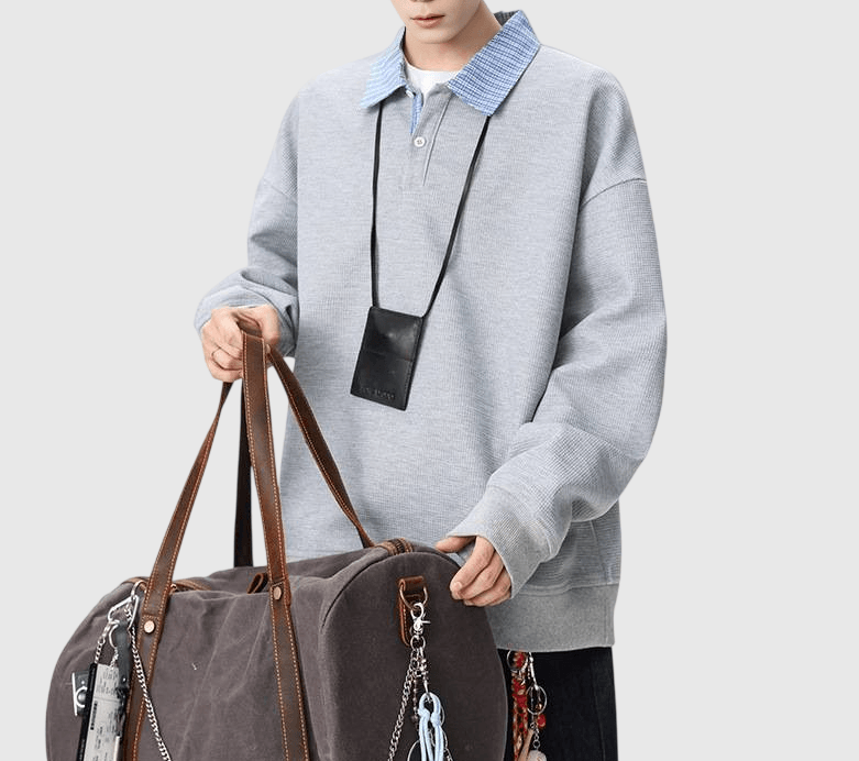 日系假兩件式恤衫縫紉拼接 Waffle 長袖衛衣 [SBH-1346]