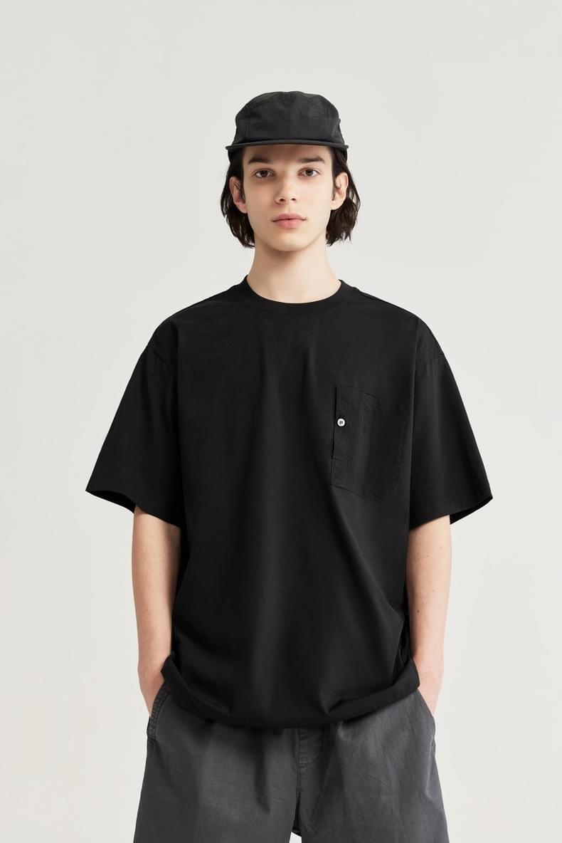 前袋撞色布設計 純棉短袖 T-Shirt [CBT-1075]