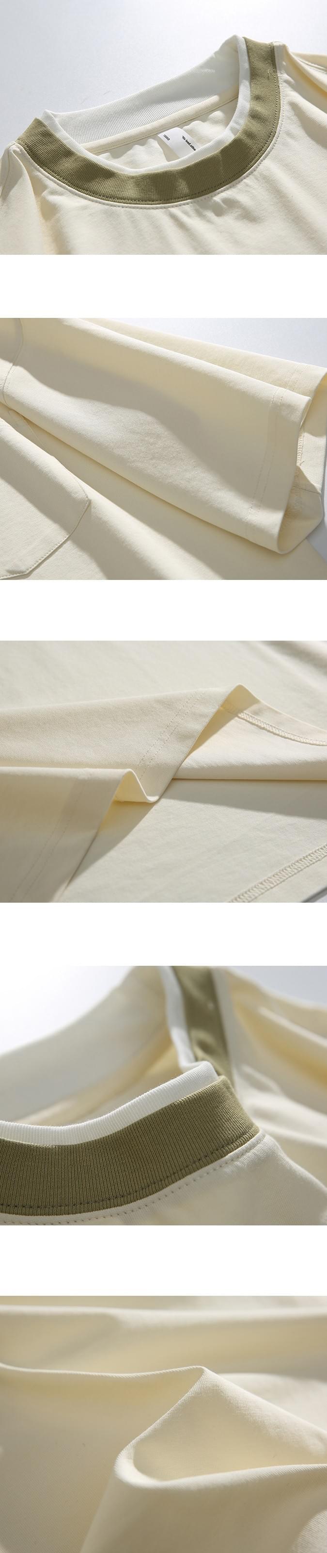 日系領口層次撞色設計 短袖 T-Shirt [SBT-1575]