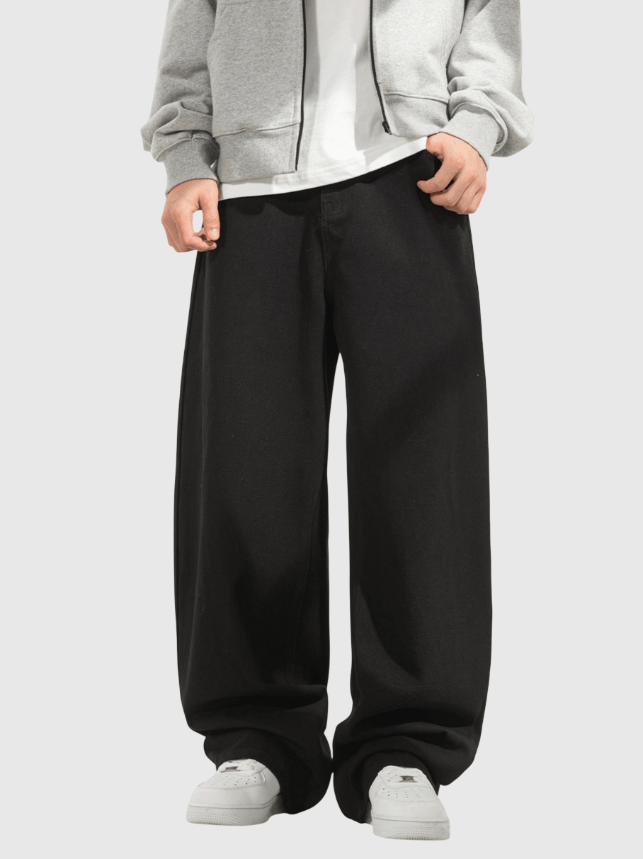 復古基礎洗水做舊 闊腳牛仔直筒 BAGGY 錐形長褲 [SBP-1193]