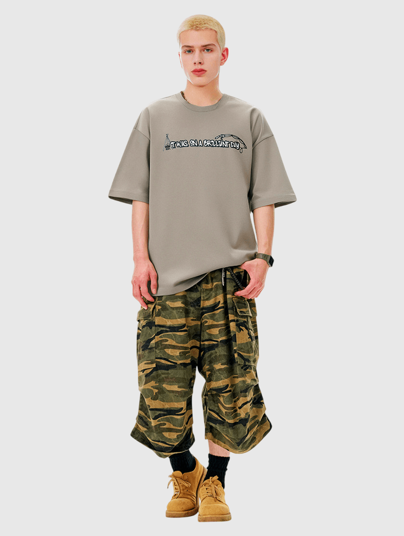 戶外露營細圖案文字印燙 短袖 T-Shirt [CBT-1265]