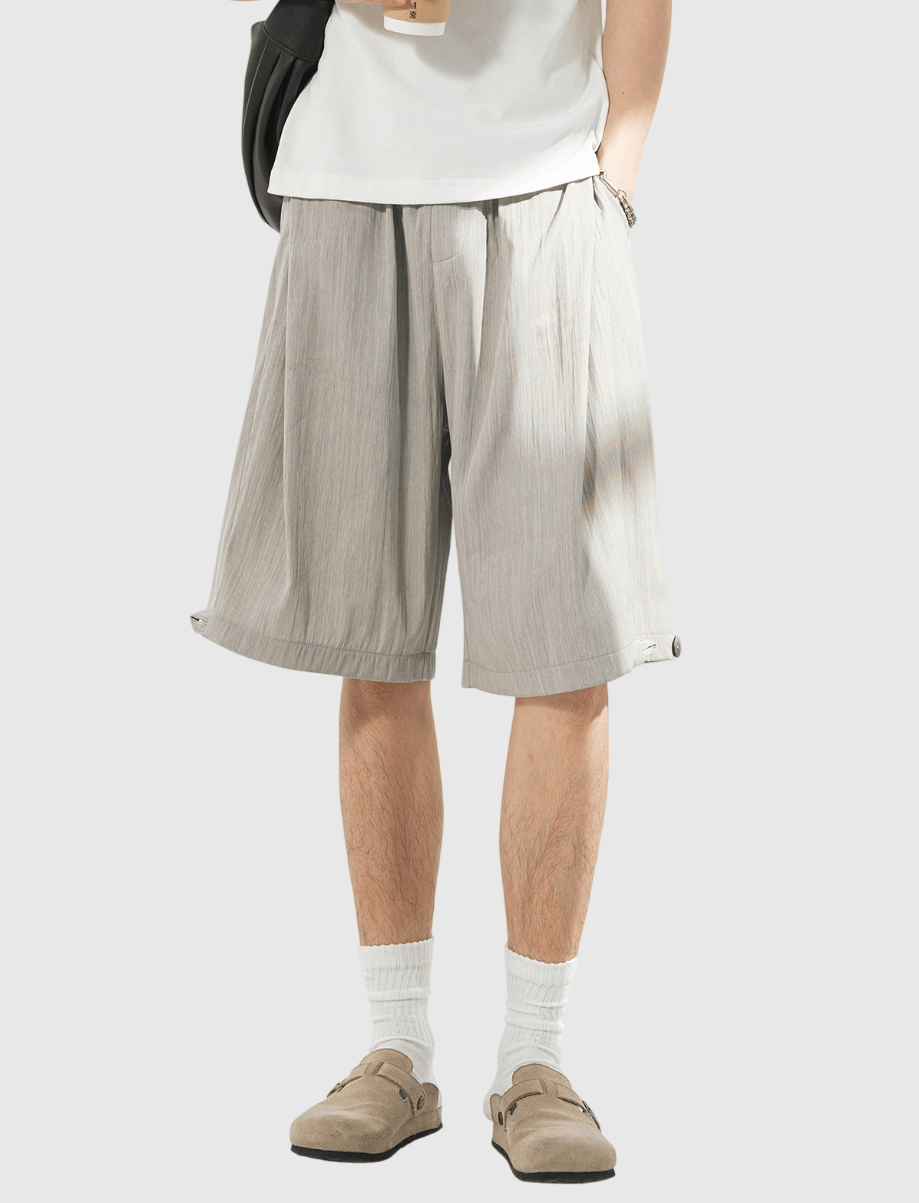 日系立體層次分割折疊 透氣垂感短褲 [SBST-1155]