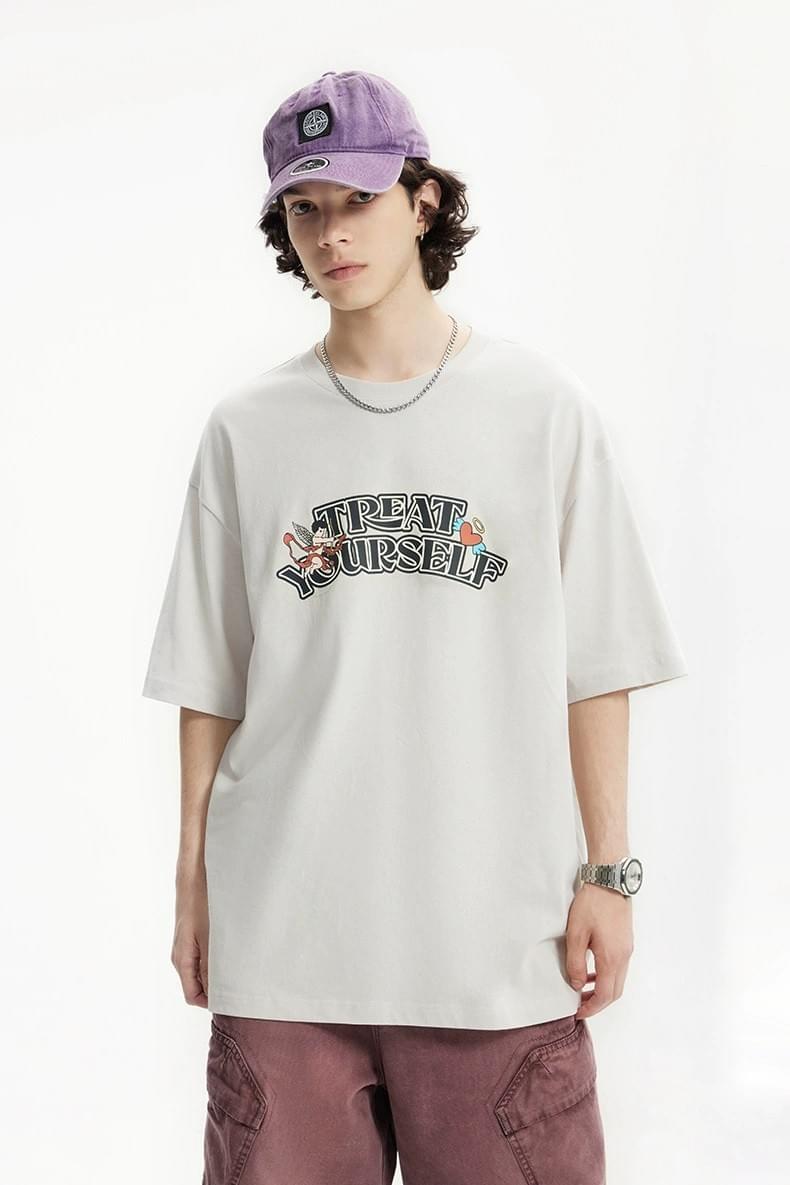 丘比特文字圖案印燙 純棉短袖 T-Shirt [CBT-1243]