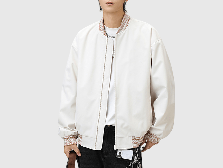 復古領口民族風圖案紋理 棒球外套 [SBO-1450]