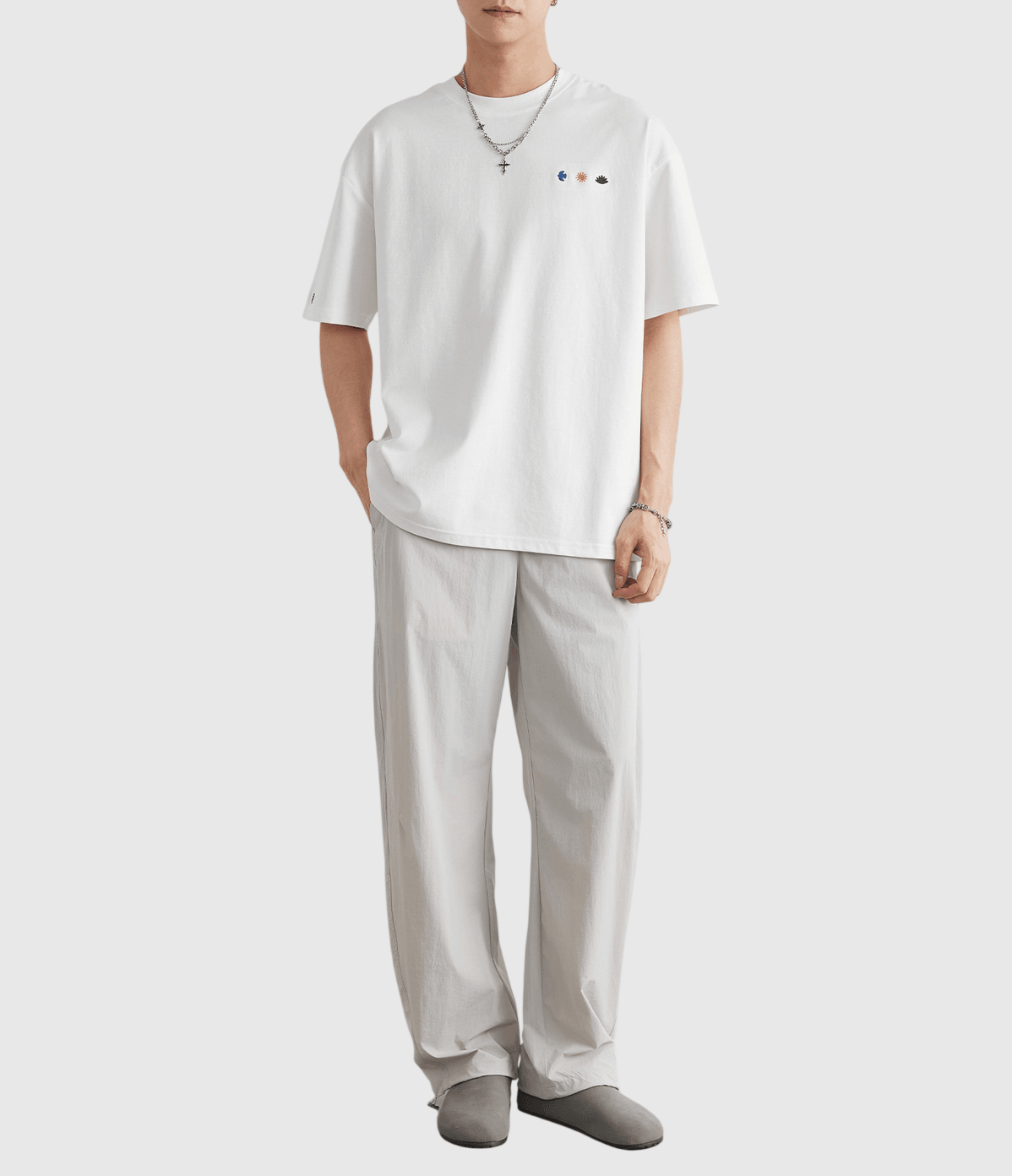 山系戶外細圖案刺繡設計 短袖 T-Shirt [SBT-1560]