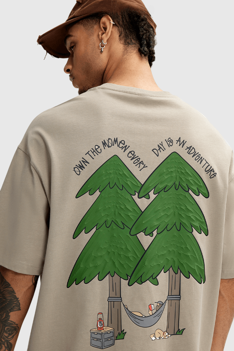 立體松樹大圖案印燙 純棉短袖T-Shirt [CBT-1272]