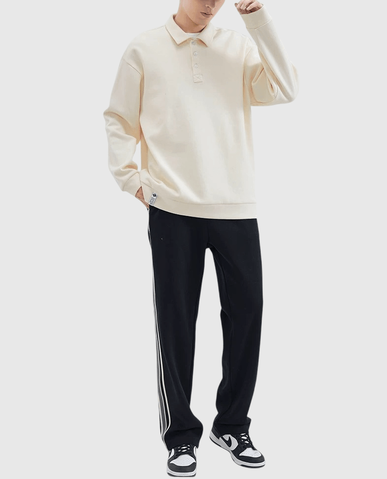 日系基礎純色鈕扣 POLO 重磅380g 長袖衛衣 [SBH-1100]