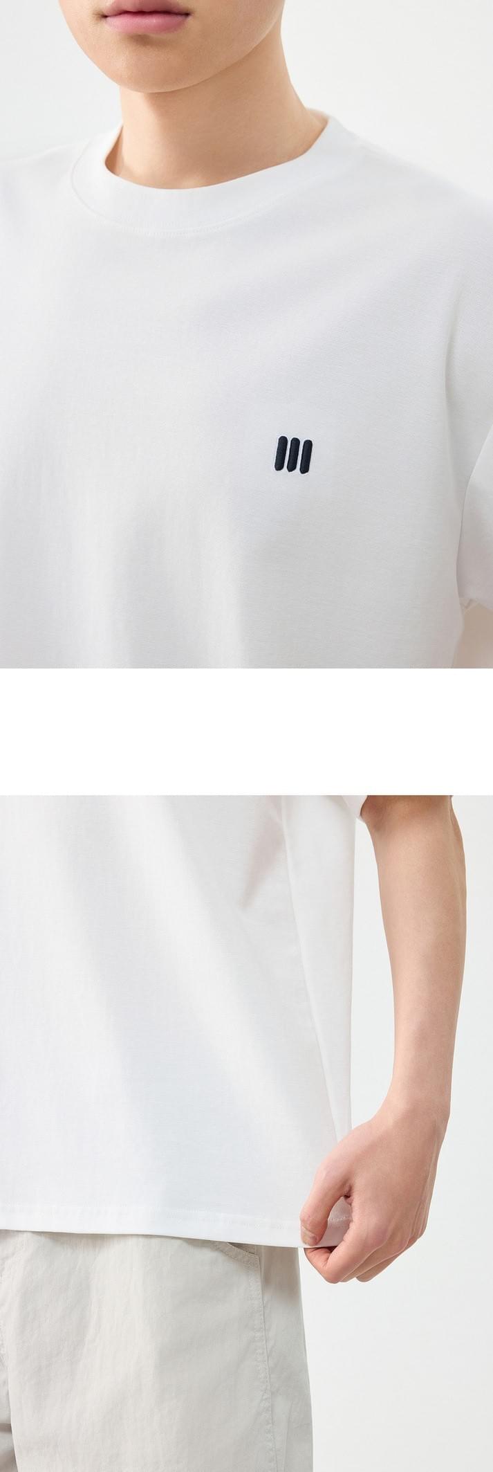 簡約垂直符號刺繡設計 短袖 T-Shirt [CBT-1306]