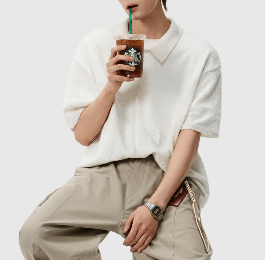 復古肌理圈紗編織紋理 垂感短袖恤衫 [SBS-1388]