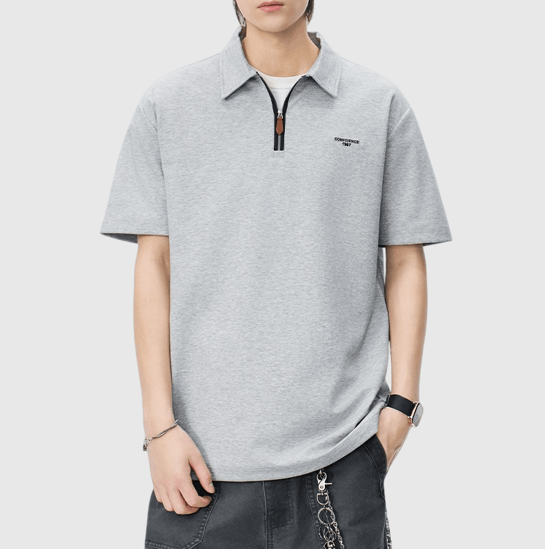 日系半拉鍊設計 短袖 POLO T-Shirt [SBT-1581]