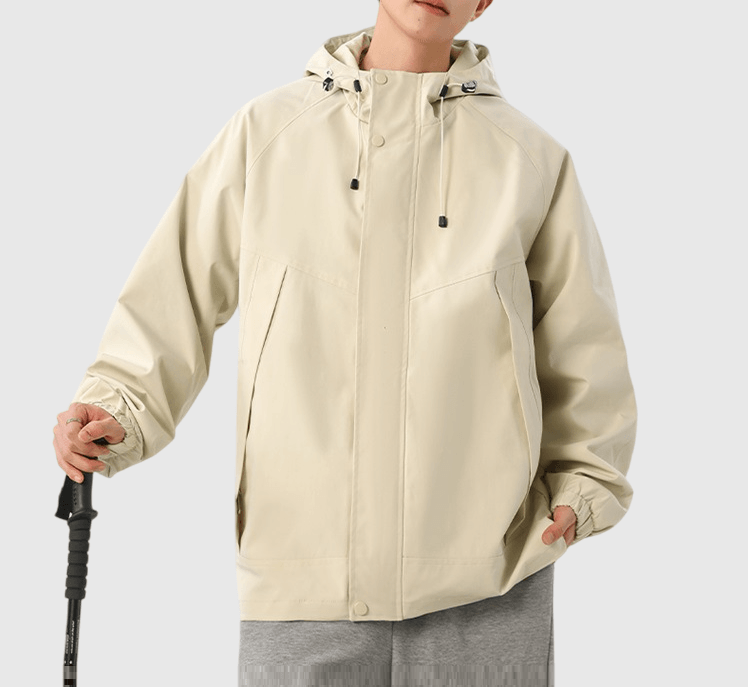 層次斜袋縫線設計 長袖連帽風褸外套 [CBJ-1073]