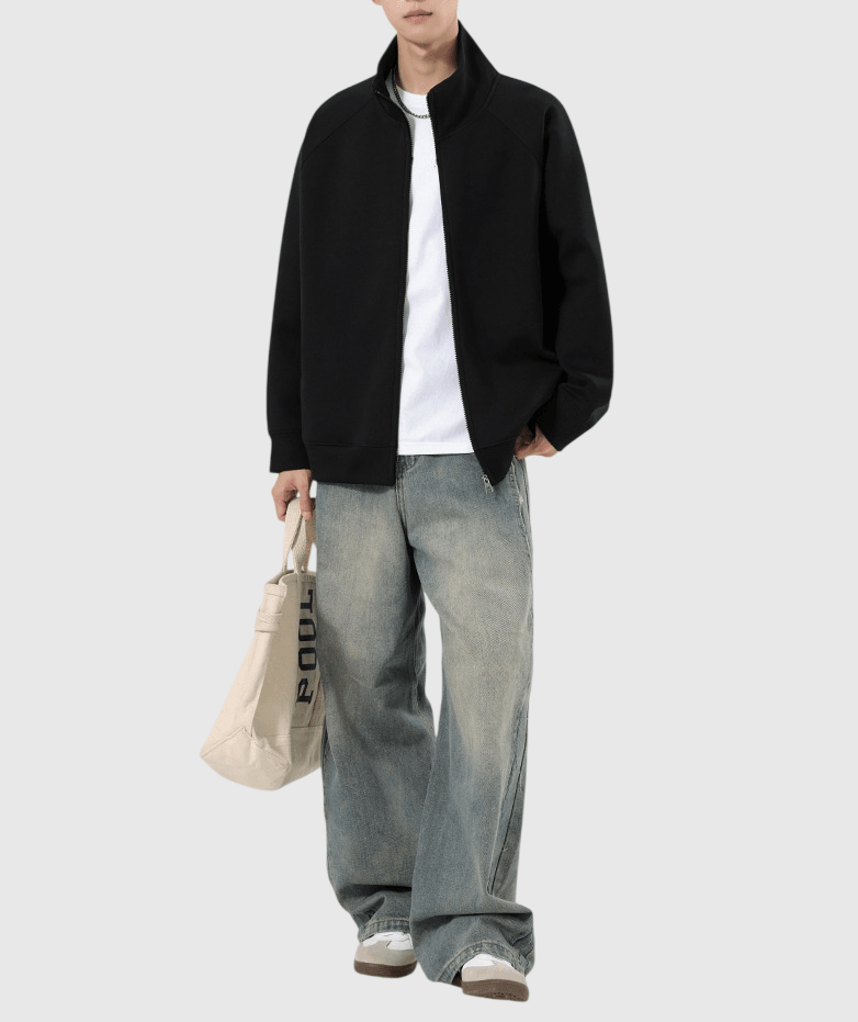 日系基礎立體縫紉 重磅半領長袖衛衣外套 [SBO-1500] 