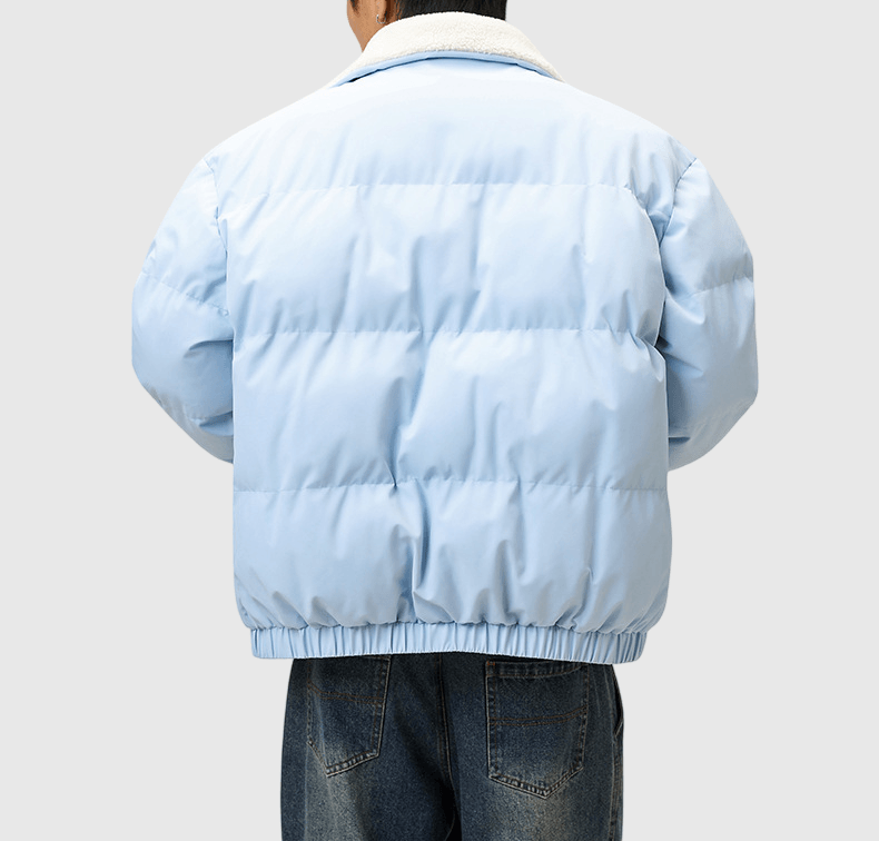 日系基礎雙側袋 絨毛粒領口夾棉長袖外套 [SBO-1497]