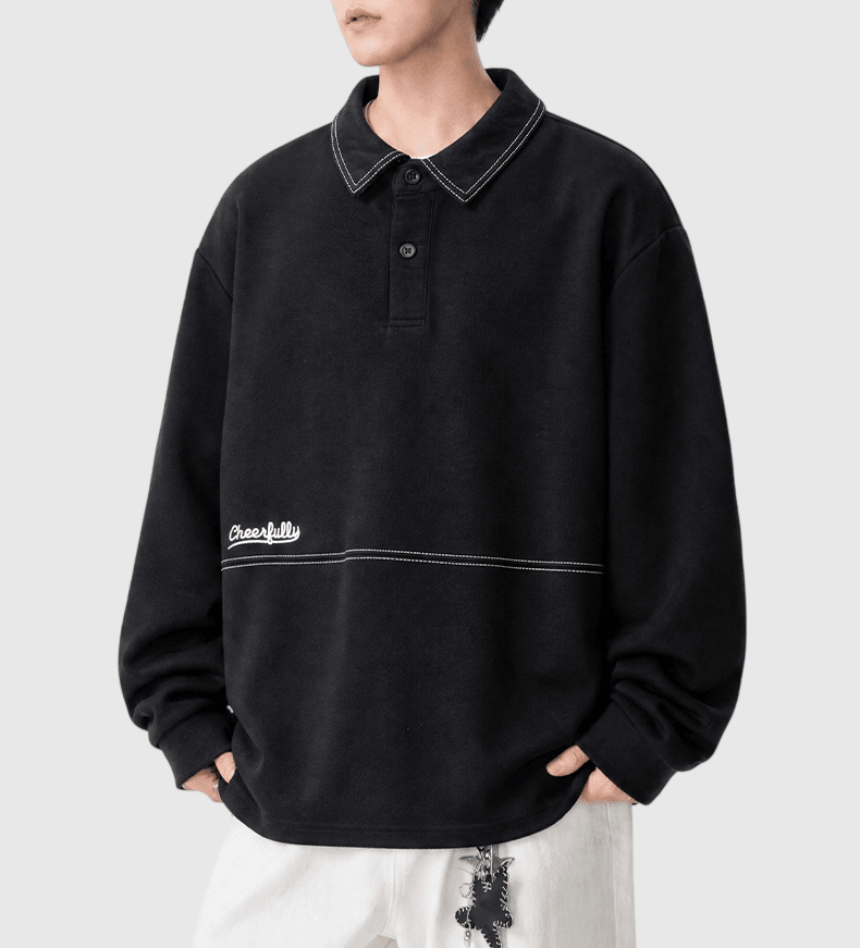 日系前袋明線縫紉 長袖 T-Shirt [SBT-1322]