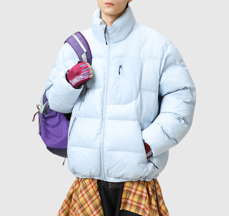 日系拉鍵前袋色系撞色拼接 夾棉長袖外套 [SBO-1490]